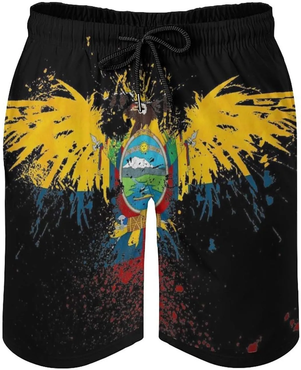 Zakqeik Men's Summer Guyana Flag Map Swim Trunks Quick Dry Surf Boardshorts Bathing Suit Shorts with Pockets