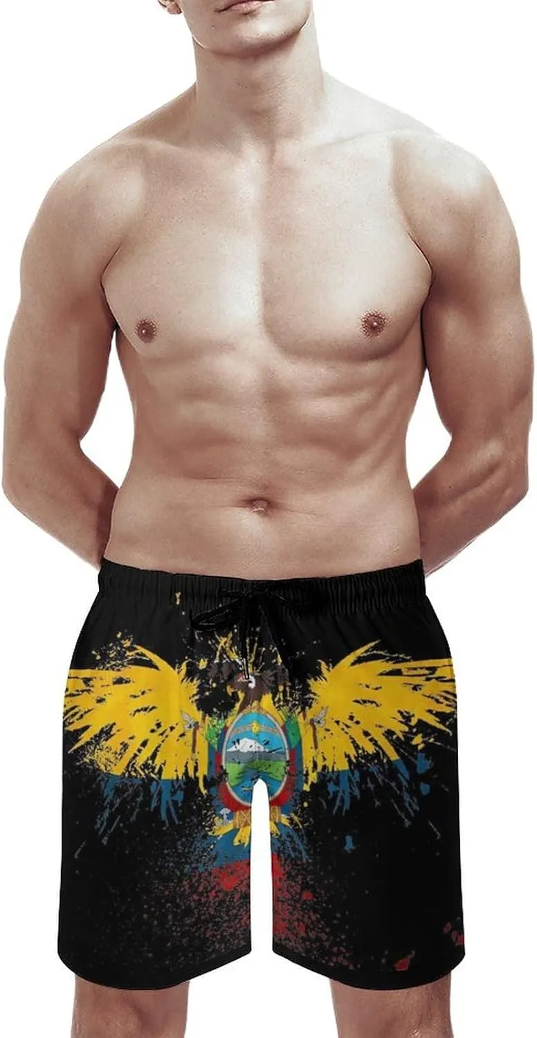 Zakqeik Men's Summer Guyana Flag Map Swim Trunks Quick Dry Surf Boardshorts Bathing Suit Shorts with Pockets