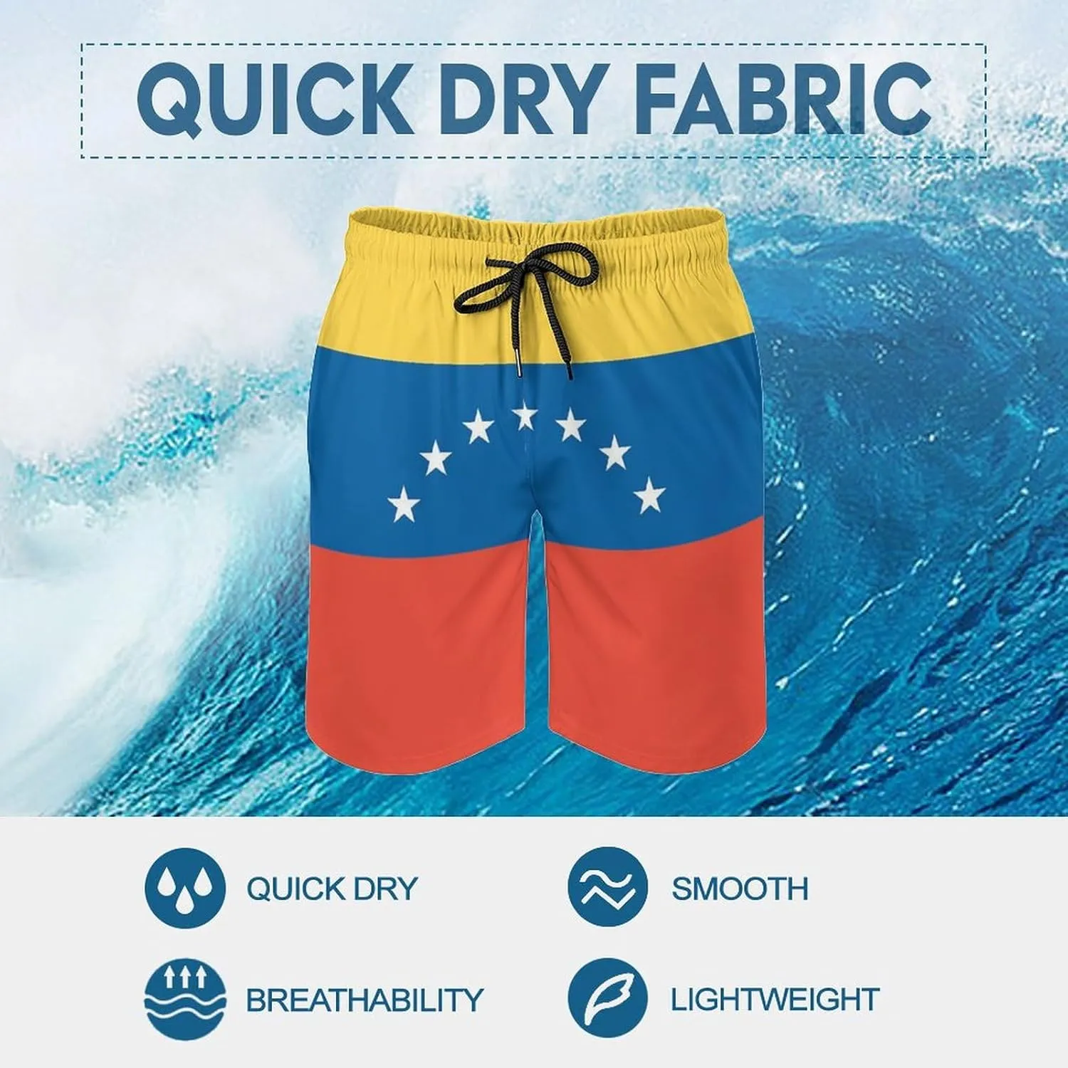 Zakqeik Men's Summer Missouri State Flag Swim Trunks Quick Dry Surf Boardshorts Bathing Suit Shorts with Pockets