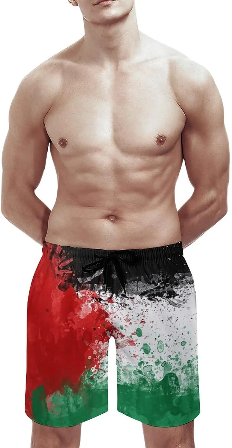 Zakqeik Men's Summer Missouri State Flag Swim Trunks Quick Dry Surf Boardshorts Bathing Suit Shorts with Pockets
