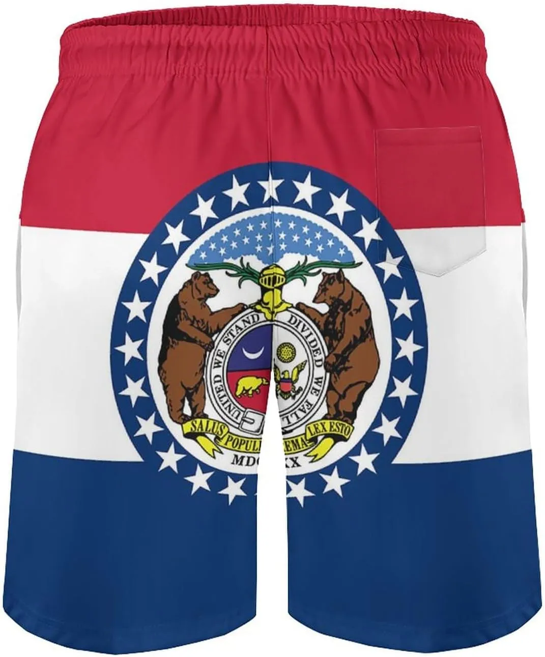 Zakqeik Men's Summer Missouri State Flag Swim Trunks Quick Dry Surf Boardshorts Bathing Suit Shorts with Pockets