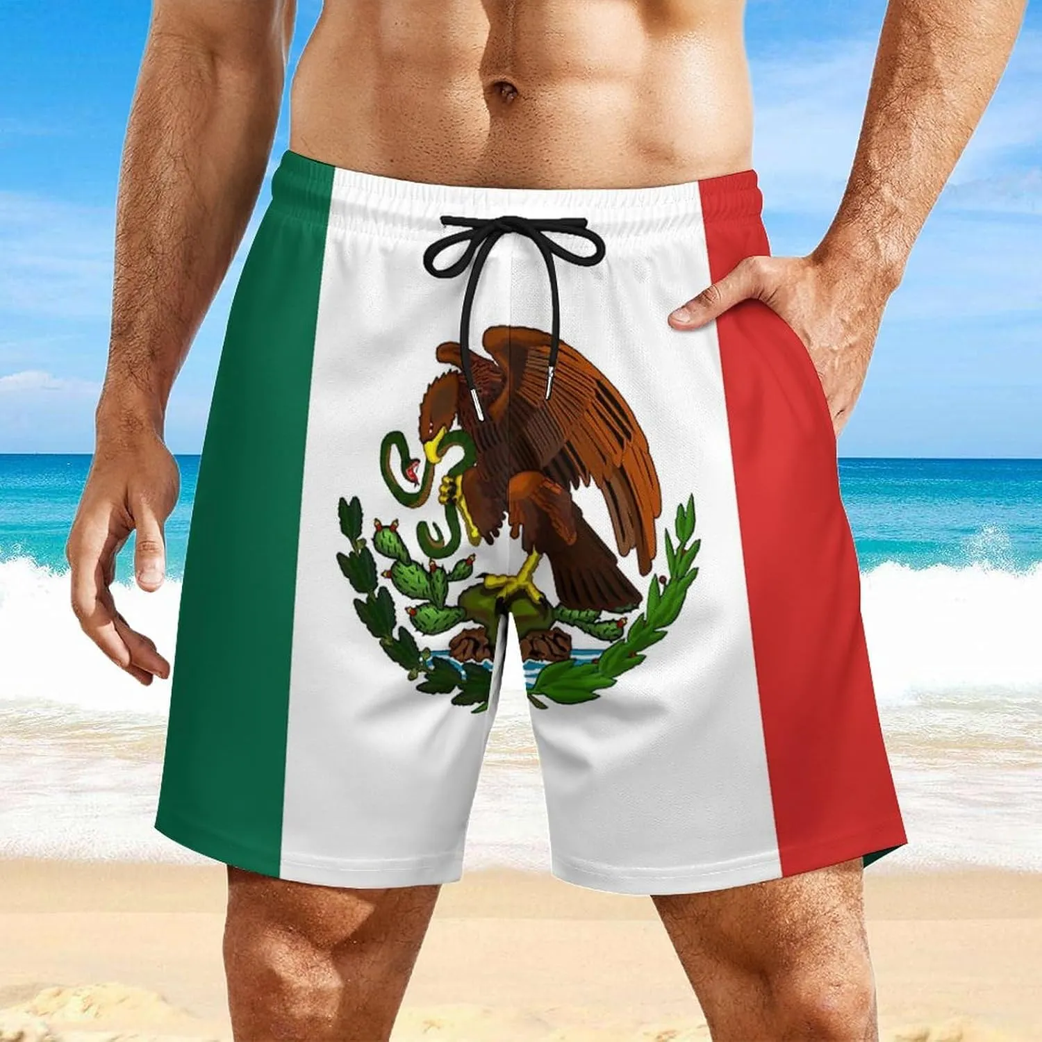 Zakqeik Men's Summer Texas Flag Swim Trunks Quick Dry Surf Boardshorts Bathing Suit Shorts with Pockets