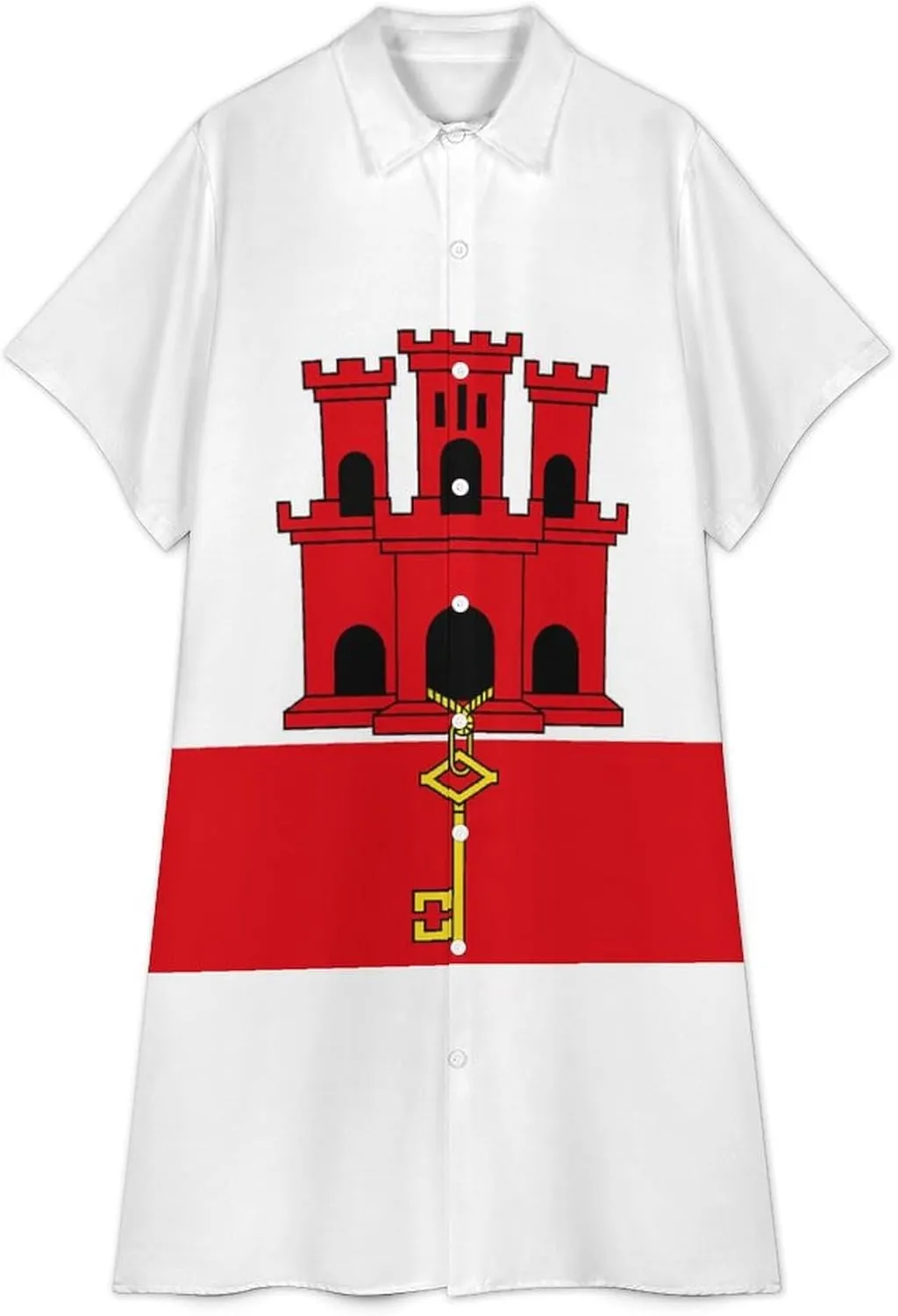 Zakqeik Mexican Flag Womens Button Down Shirt Dress Summer Casual Short Sleeve Shift Dresses with Pockets