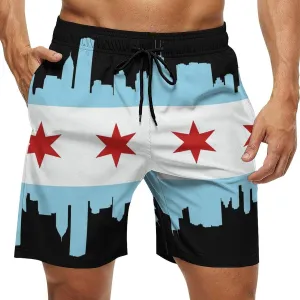 Zakqeik Slovakia Flag Mens Swim Trunks Quick Dry Swim Shorts with Pockets Funny Beach Shorts