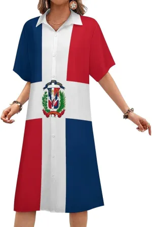 Zakqeik Ukraine Flag Womens Button Down Shirt Dress Summer Loose Short Sleeve Shift Dresses with Pockets
