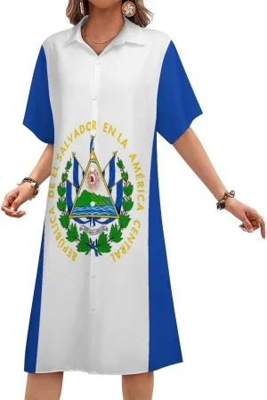Zakqeik Ukraine Flag Womens Button Down Shirt Dress Summer Loose Short Sleeve Shift Dresses with Pockets