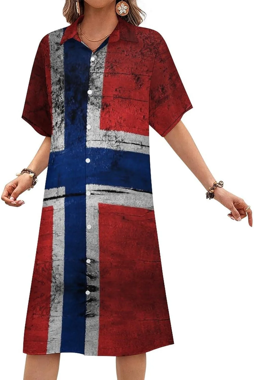 Zakqeik Ukraine Flag Womens Button Down Shirt Dress Summer Loose Short Sleeve Shift Dresses with Pockets