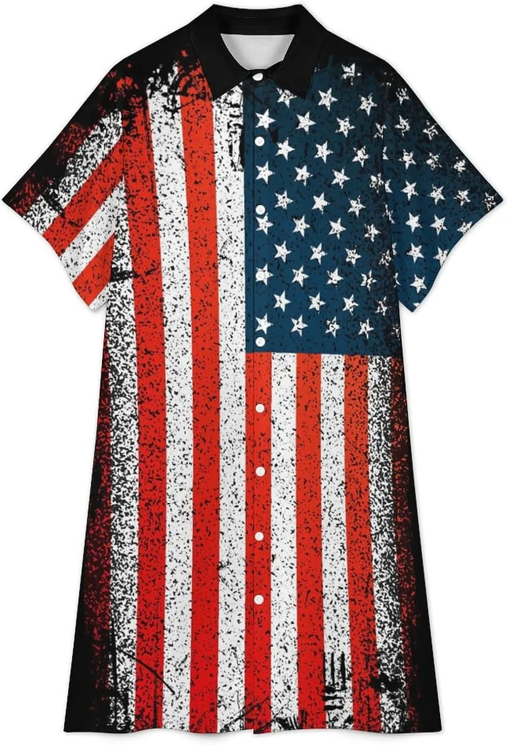 Zakqeik Women's Italy Flag Shirt Dress Collar V-Neck Button Down Loose Short Sleeve Long Dresses