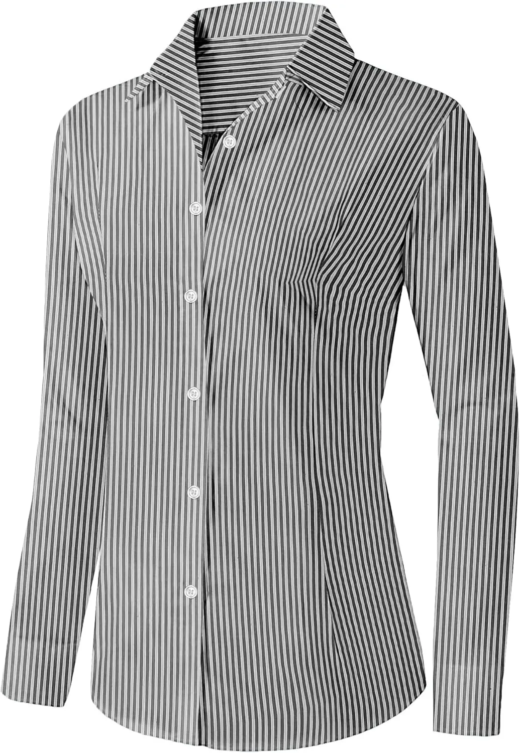 Zeagoo Womens Button Down Shirts Long Sleeve V Neck Tops Wrinkle Free Collared Work Office Solid Blouses Corset Tops