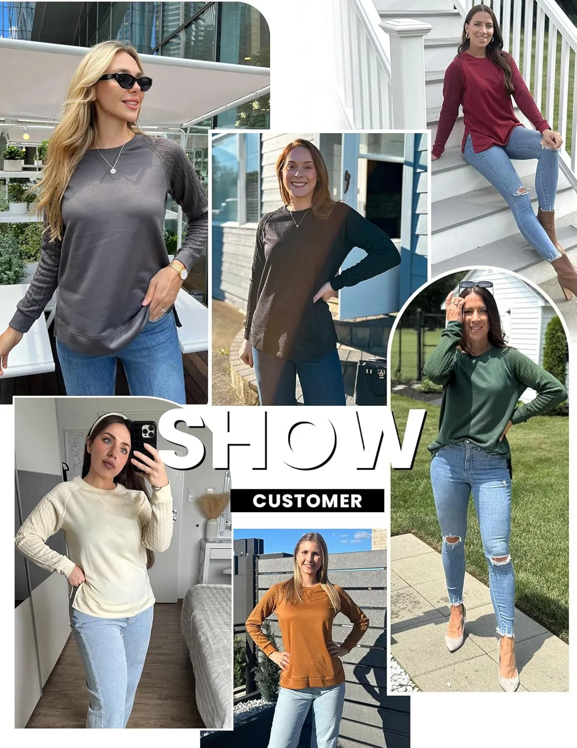 Zeagoo Womens Long Sleeve Shirts Lightweight Cable Knit Sleeve Shirts Trendy Fall Tunic Tops