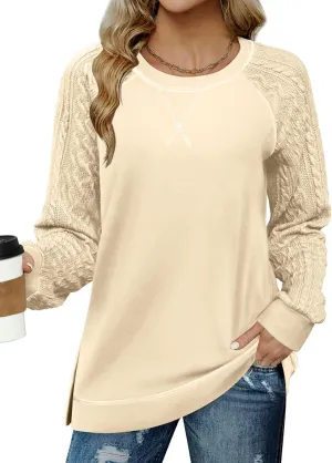 Zeagoo Womens Long Sleeve Shirts Lightweight Cable Knit Sleeve Shirts Trendy Fall Tunic Tops