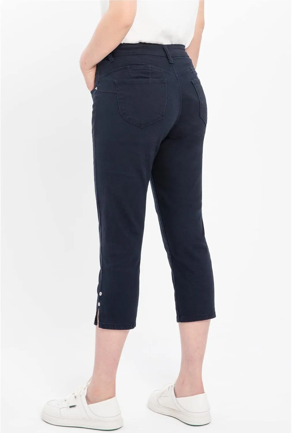 ZENTHACE Women's Basic 5-Pocket Twill Capri Pants Stretch Straight Leg Casual Capris