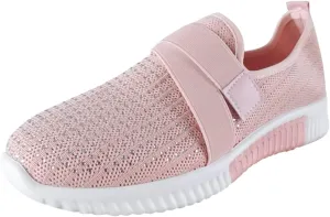 ZSpzx Arch Support Mesh Flats Shoes for Women Comfort Walking Sneakers Slip On Lightweight Comfy Breathable Slip On Shoes with Elastic Band Mesh Trainers Casual Low Top Shoes for Jogging Running